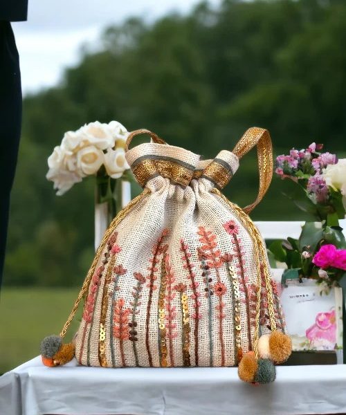 White Country Potli Bag